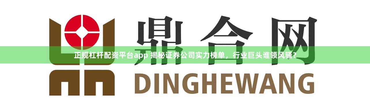 正规杠杆配资平台app 揭秘证券公司实力榜单，行业巨头谁领风骚？